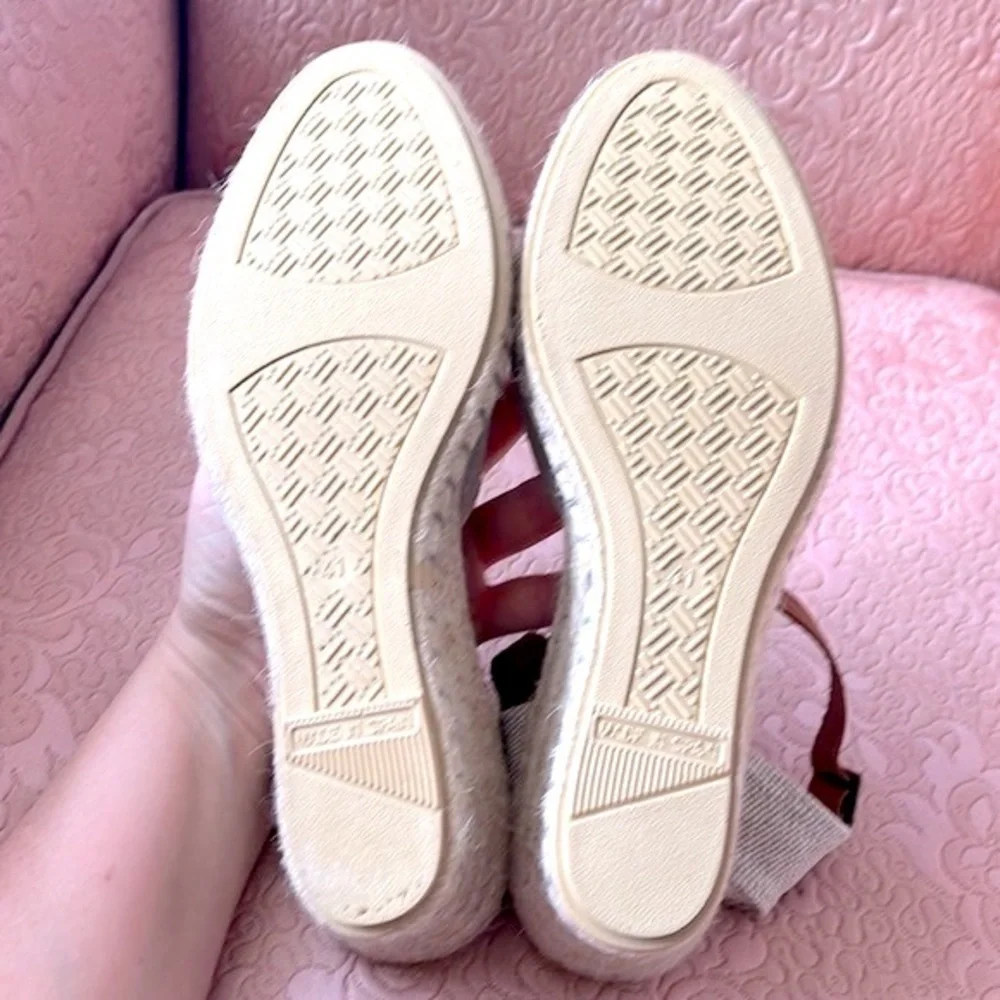 Brand New Verbenas Genuine Suede Espadrilles Wedges Ankle Strap Sandals Stone